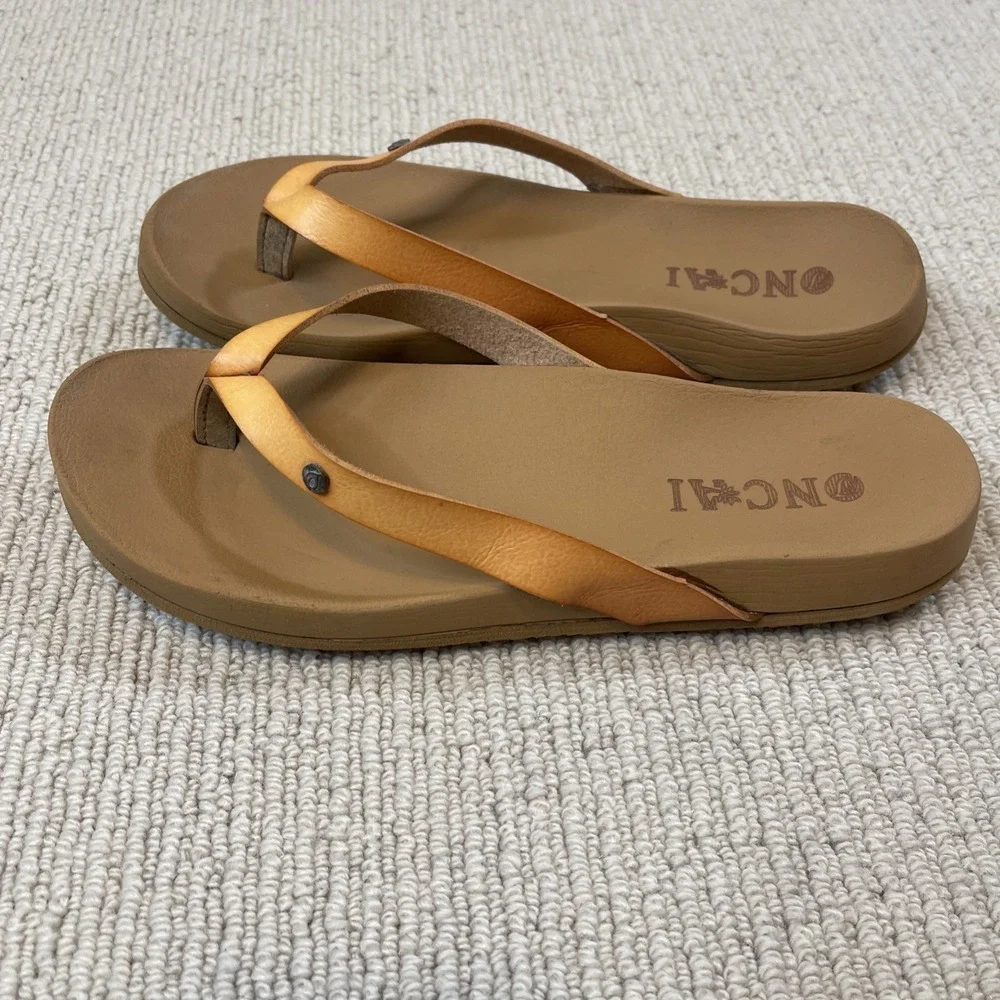 ONCAI Women's 7.5/8** Flip Flops Khaki Waterproof Outdoor Sandals